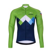 BONAVELO Cyklistický dres s dlouhým rukávem zimní - SLOVENIA - zelená/modrá M