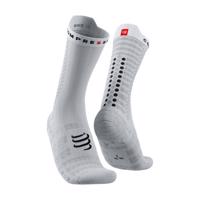 COMPRESSPORT Cyklistické ponožky klasické - PRO RACING V4.0 ULTRALIGHT BIKE  - bílá/černá 42-44