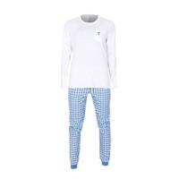 Dámské pyžamo Tufte White/Light Blue Checkers Bílá / Modrá