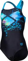 Dívčí plavky arena girls multi pixels swim pro back black/turquoise