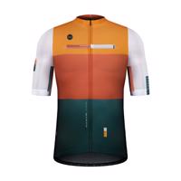 GOBIK Cyklistický dres s krátkým rukávem - STARK NECTAR - zelená/bílá/oranžová XL