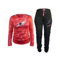 HAVEN Cyklistický MTB dres a kalhoty - PEARL NEO LONG - růžová/černá