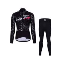HOLOKOLO Cyklistická zimní bunda a kalhoty - GRAFFITI LADY - černá/bílá
