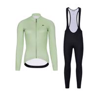 HOLOKOLO Cyklistický dlouhý dres a kalhoty - PHANTOM LADY WINTER - světle zelená/černá