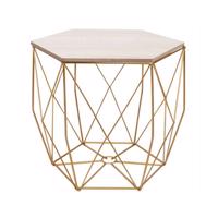 Konferenční stolek 39x40 cm SPRINGOS HEXAGON zlatý/šedý dub