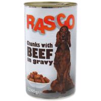 Konzerva RASCO Dog hovězí kousky ve šťávě 1240 g