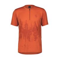 SCOTT Cyklistický dres s krátkým rukávem - TRAIL FLOW ZIP SS - oranžová