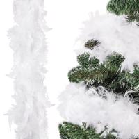Vánoční řetěz Girlanda 1,8m z pravého peří bílá