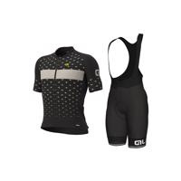ALÉ Cyklistický krátký dres a krátké kalhoty - SKULL - černá/bílá/šedá/světle modrá