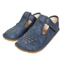 BEDA s.r.o. Dětské barefootové textilní papuče na suchý zip Beda - modrá
