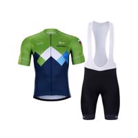 BONAVELO Cyklistický krátký dres a krátké kalhoty - SLOVENIA - černá/zelená/modrá