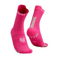 COMPRESSPORT Cyklistické ponožky klasické - PRO RACING 4.0 RUN - zelená/růžová