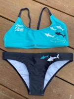 Dámské dvoudílné plavky borntoswim sharks bikini black/turquoise m