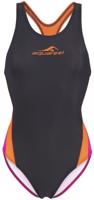 Dámské plavky aquafeel racerback dark grey/orange/pink m - uk34