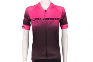 Dámský cyklistický dres Crussis, černá/růžová L