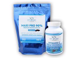 FitSport Nutrition Maxi Pro 750g + Vitamin c 1000 120 tbl