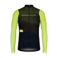 GOBIK Cyklistický dres s dlouhým rukávem zimní - COBBLE - antracitová/modrá/zelená XL