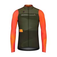 GOBIK Cyklistický dres s dlouhým rukávem zimní - SUPERCOBBLE - zelená/oranžová 2XL
