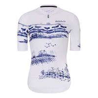HOLOKOLO Cyklistický dres s krátkým rukávem - EXPLORE ELITE LADY - bílá/vícebarevná/modrá XL