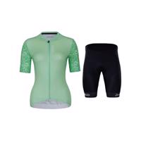 HOLOKOLO Cyklistický krátký dres a krátké kalhoty - FRESH ELITE LADY - zelená/černá