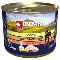 Konzerva ONTARIO Dog Mini Goose, Cranberries, Dandelion and Linseed Oil 200 g