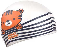 Plavecká čepice mad wave tiger swim cap bílá