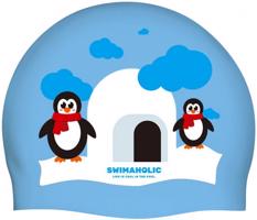 Plavecká čepice swimaholic christmas penguin cap světle modrá