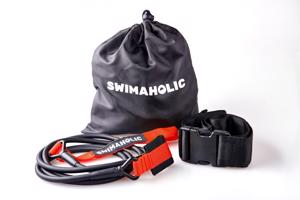 Plavecké posilovací gumy swimaholic safety cord short belt červená