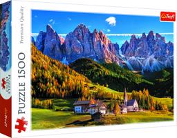 Puzzle Údolí Val di Funes Dolomity Itálie 1500 dílků
