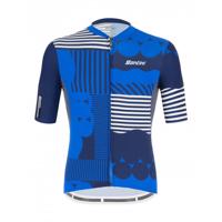 SANTINI Cyklistický dres s krátkým rukávem - DELTA OPTIC - bílá/modrá XL