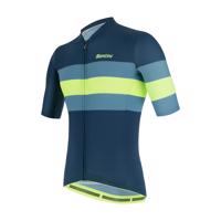 SANTINI Cyklistický dres s krátkým rukávem - ECOSLEEK BENGAL - modrá/světle zelená 2XL