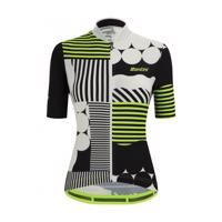 SANTINI Cyklistický dres s krátkým rukávem - GIADA OPTIC LADY - bílá/žlutá/černá XL