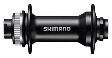 Shimano náboj disc HB-MT400-B 32děr Center Lock 15mm e-thru-axle 110mm přední černý