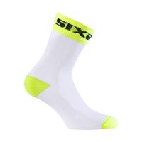 SIX2 Cyklistické ponožky klasické - WHITE SHORT - bílá/žlutá