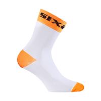SIX2 Cyklistické ponožky klasické - WHITE SHORT - oranžová/bílá 39-42