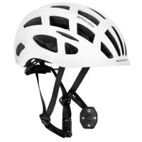 Spokey POINTER PRO Cyklistická přilba pro dospělé s LED blikačkou a blinkry, 55-58 cm, bílá