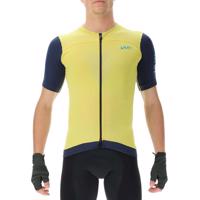 UYN Cyklistický dres s krátkým rukávem - BIKING GARDA - žlutá/modrá XL