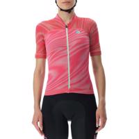 UYN Cyklistický dres s krátkým rukávem - BIKING WAVE LADY - růžová/černá S