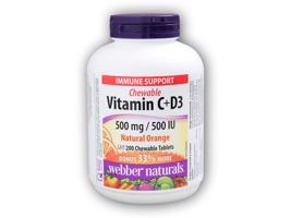 Webber Naturals Vitamin C+D3 500 mg/500IU 200 tablet orange